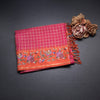 Raw Silk Reddish Pink Zari Checked Saree And Thread Border
