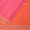 Raw Silk Reddish Pink Zari Checked Saree And Thread Border