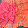Raw Silk Reddish Pink Zari Checked Saree And Thread Border
