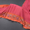 Raw Silk Reddish Pink Zari Checked Saree And Thread Border