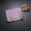 Raw Silk Lilac Purple Zari Stripes Saree And Thread Border 02
