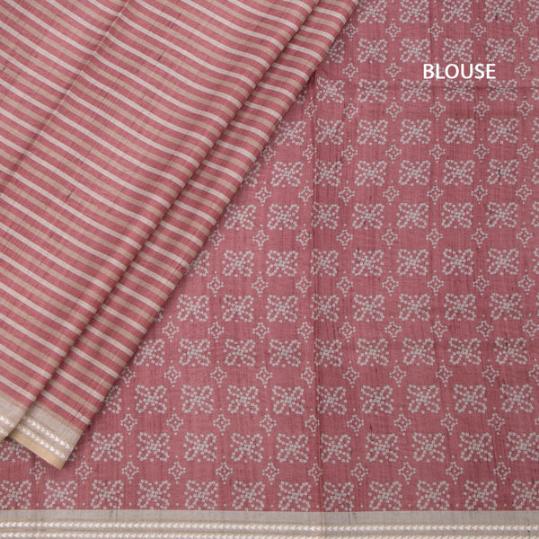Semi Raw Silk Multi Colour Printed Striped Saree