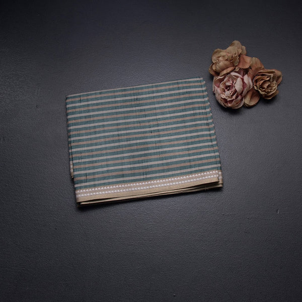 Semi Raw Silk Multi Colour Printed Striped Saree 02