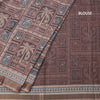 Raw Silk Brown Printed Saree