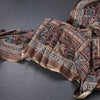 Raw Silk Brown Printed Saree