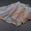 Semi Linen Light Grey Leaf Printed Saree