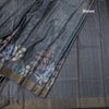 Semi Raw Silk Grey Leaf Printed Saree 06