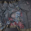 Semi Raw Silk Grey Leaf Printed Saree 06