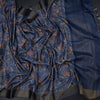 Semi Raw Silk Pigeon Blue Floral Printed Saree