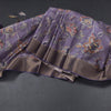 Semi Raw Silk Purple Floral Printed Saree