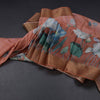 Semi Raw Silk Tangerine Orange Floral Printed Saree