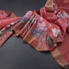 Semi Raw Silk Reddish Pink Floral Printed Saree