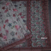 Semi Linen Grey Floral Printed Saree 06