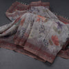 Semi Linen Grey Floral Printed Saree 06