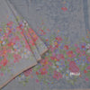 Semi Linen Light Grey Floral Printed Saree