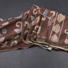 Semi Raw Silk Brown Printed Saree With Floral Creeper Design