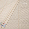 Raw Silk Cream Saree With Zari Stripes And Thread Border 02