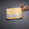 Raw Silk Pastel Yellow Saree With Zari Stripes And Thread Border
