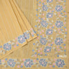 Raw Silk Pastel Yellow Saree With Zari Stripes And Thread Border