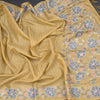 Raw Silk Pastel Yellow Saree With Zari Stripes And Thread Border