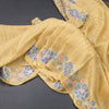 Raw Silk Pastel Yellow Saree With Zari Stripes And Thread Border