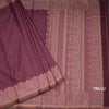 Semi Raw Silk Maroon Plain Saree With Printed Paisley Design