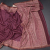 Semi Raw Silk Maroon Plain Saree With Printed Paisley Design