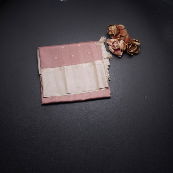 Satin Silk Light Peach Floral Printed Saree