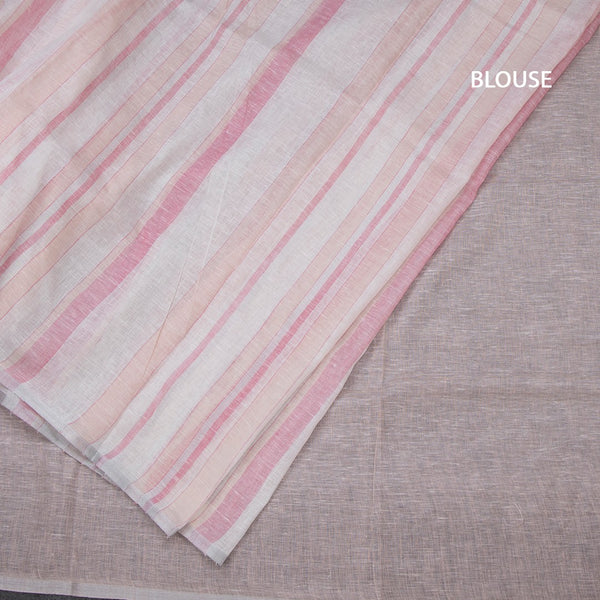 Linen Multi Colour Borderless Saree With Stripes Design 02