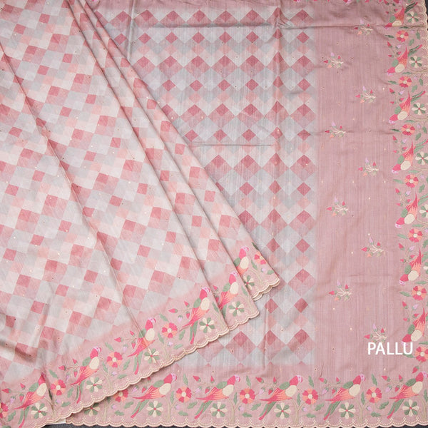 Raw Silk Multi Colour Printed Saree With Thread Border 05