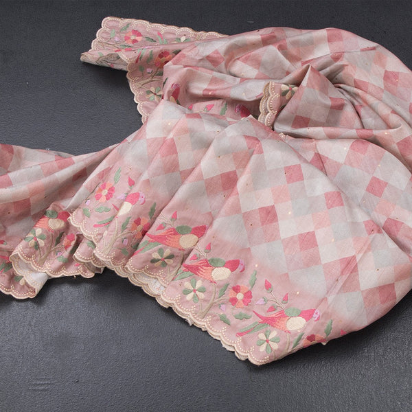 Raw Silk Multi Colour Printed Saree With Thread Border 05