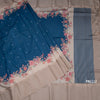 Satin Silk Peacock Blue Saree With Zari Buttas And Simple Border