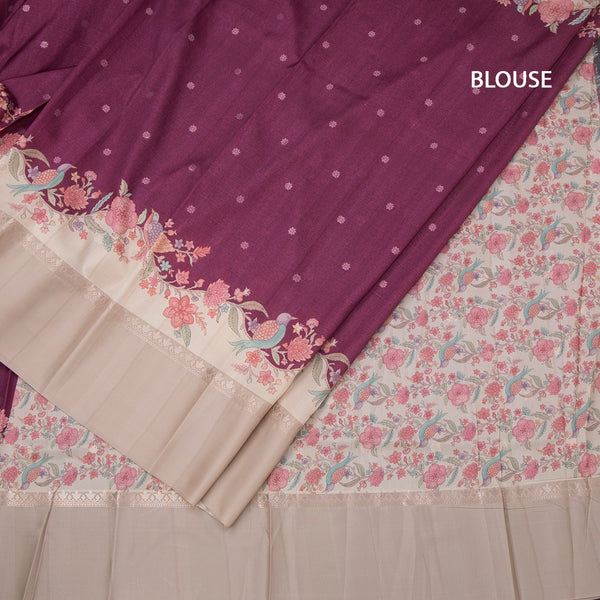 Satin Silk Dark Pink Saree With Zari Buttas And Simple Border