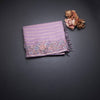 Organza Lavender Zari Stripes Saree With Thread Border