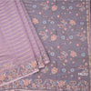 Organza Lavender Zari Stripes Saree With Thread Border