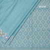Raw Silk Sky Blue Zari Stripes Saree With Thread Border