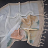 Semi Linen Light Pista Green Floral Printed Saree And Ribbon Border