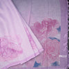 Semi Linen Lavender Floral Printed Saree And Ribbon Border