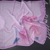 Semi Linen Lavender Floral Printed Saree And Ribbon Border