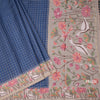 Raw Silk Blue Zari Checked Saree And Thread Border