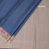 Raw Silk Blue Zari Checked Saree And Thread Border