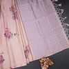 Raw Silk Onion Pink Floral Printed And Ribbon Border