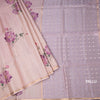 Raw Silk Onion Pink Floral Printed And Ribbon Border