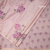 Raw Silk Onion Pink Floral Printed And Ribbon Border