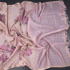 Raw Silk Onion Pink Floral Printed And Ribbon Border