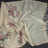 Raw Silk Pista Green Floral Printed Saree And Ribbon Border