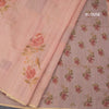Raw Silk Peach Floral Printed Saree