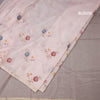 Linen Baby Pink Floral Thread Work Saree