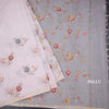 Linen Lavender Floral Thread Work Saree