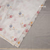 Linen Cream Floral Thread Work Saree 03